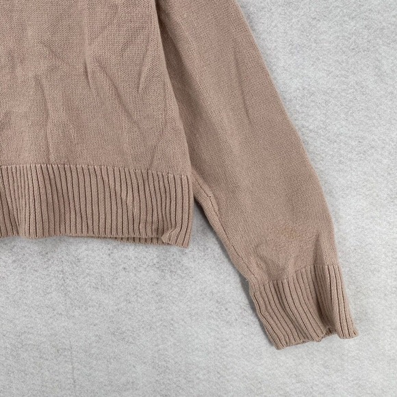 Aritzia Babaton Sweater Womens LARGE Cowl neck Cropped Beige Merino‎ Wool - Picture 8 of 15